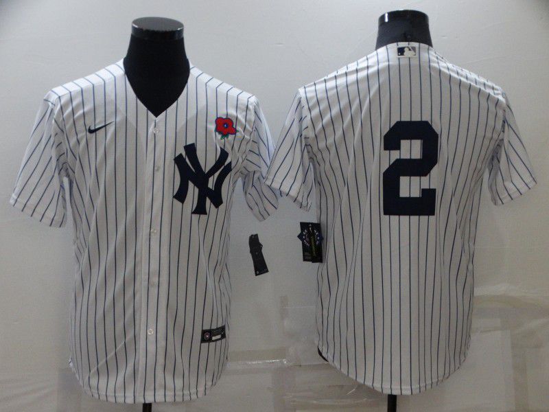 Men New York Yankees #2 No Name White Strip Game 2022 Nike MLB Jersey